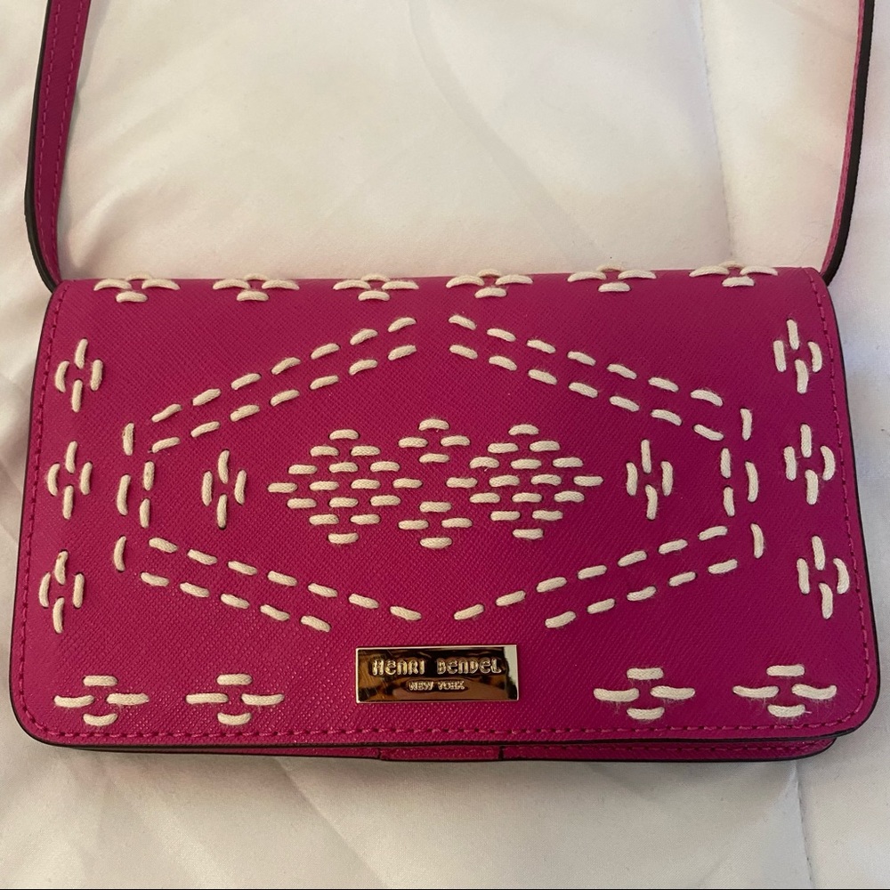 Henri Bendel Crossbody Pink Whipstitch/Embroidered bag